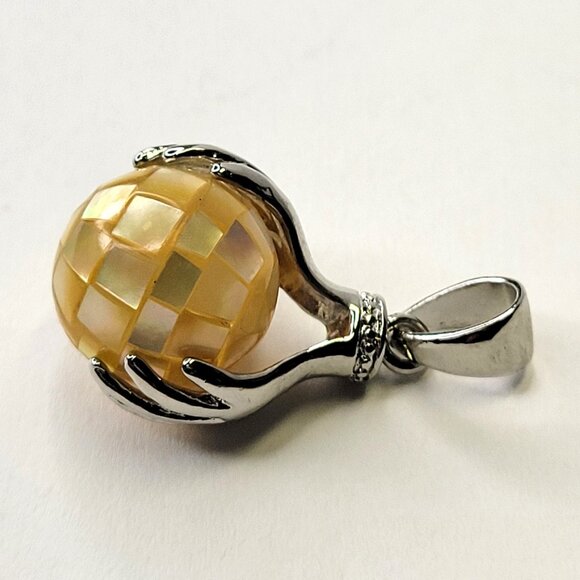 Yellow Pendant Healing Hands  Pendant With Silver tone Chain - Picture 10 of 11